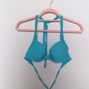Aerie Teal Bridget Push Up Braid Detail Bikini Top Size 34C